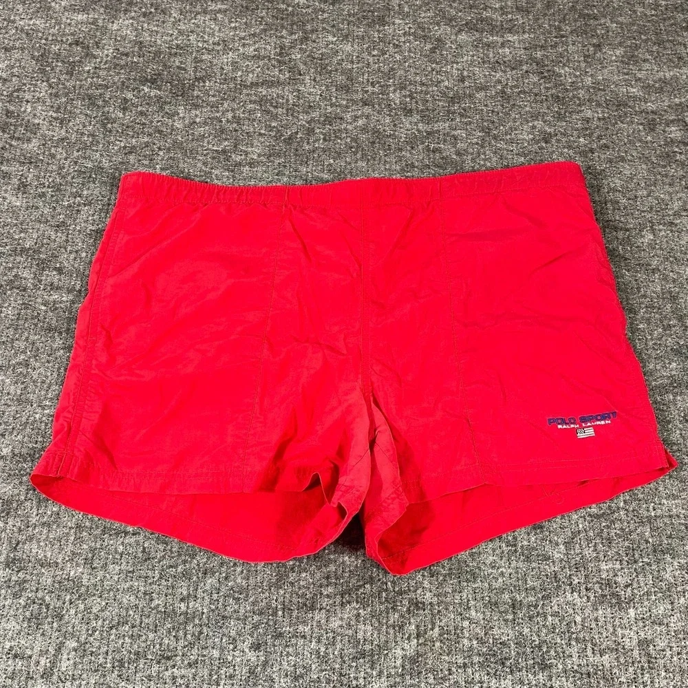 Vintage Polo Sport Ralph Lauren Swim Trunks Mens XL Red Mesh Lined Retro 90s - Picture 1 of 12
